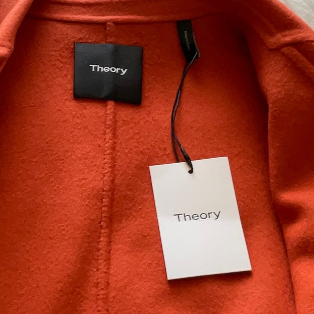 THEORY BOY COAT women’s color Burn Orange Trench Coat LUXE NEW DIVINE size M - Picture 9 of 16